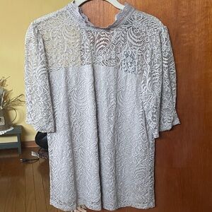 Adiva Lace Blouse - Light Gray